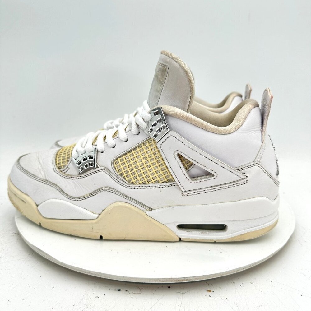 Nike Air Jordan 4 Mid Top Pure Money Men Size 9.5 308497-100 White Metallic Shoe